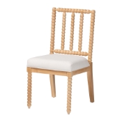 bali & pari Deya Bobbin Dining Chair - Wood Side Chair with Upholstered Seat and Spindle Backrest, Natural Brown